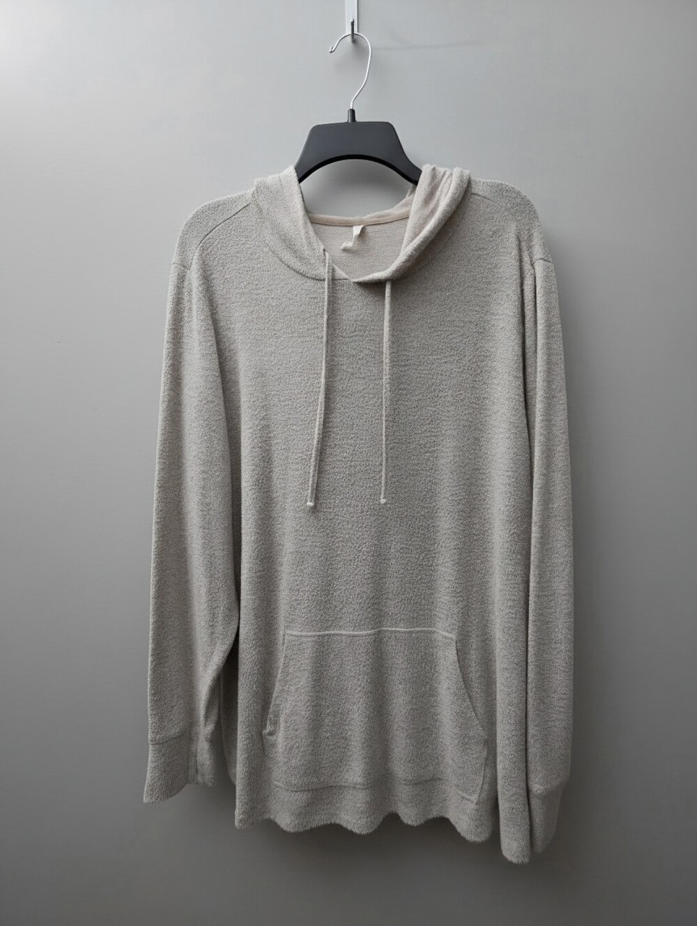 Cozy Textured Knit Pullover Hoodie with Kangaroo Pocket 3X